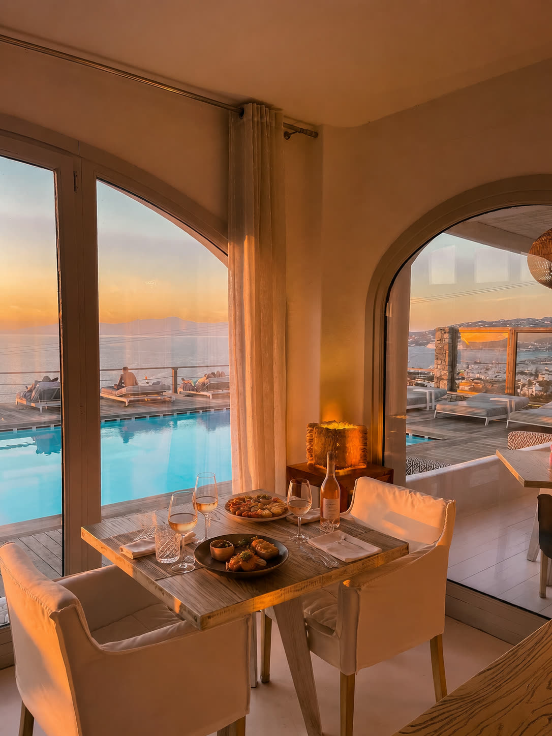 Arched window over the pool