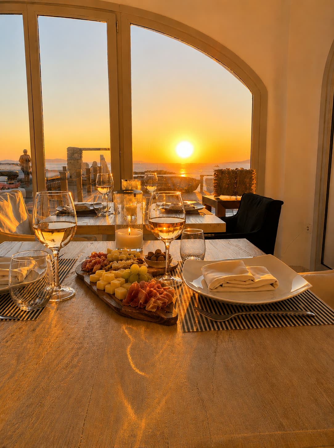 Candlelit dinner table