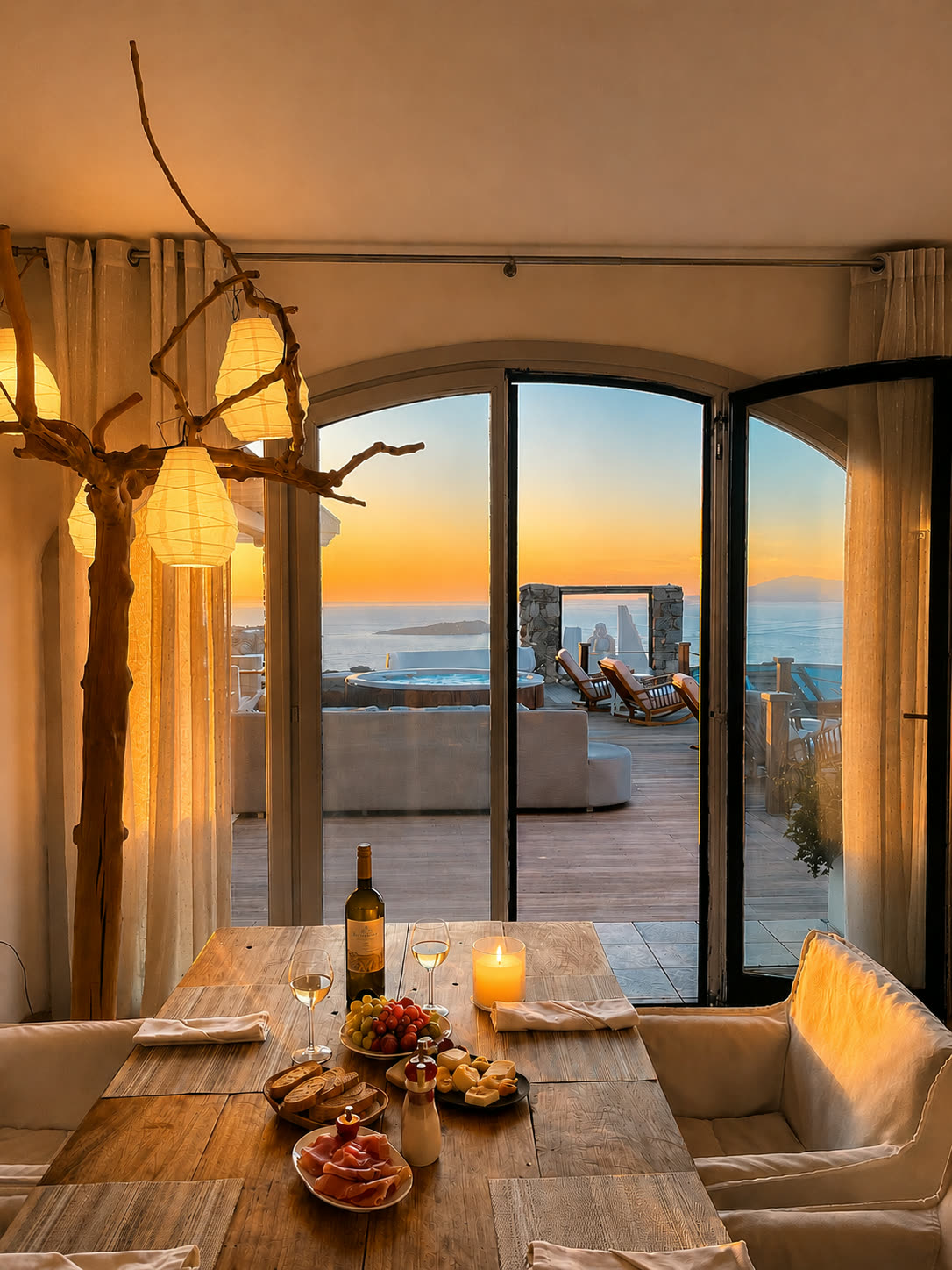 Lantern-lit dining room