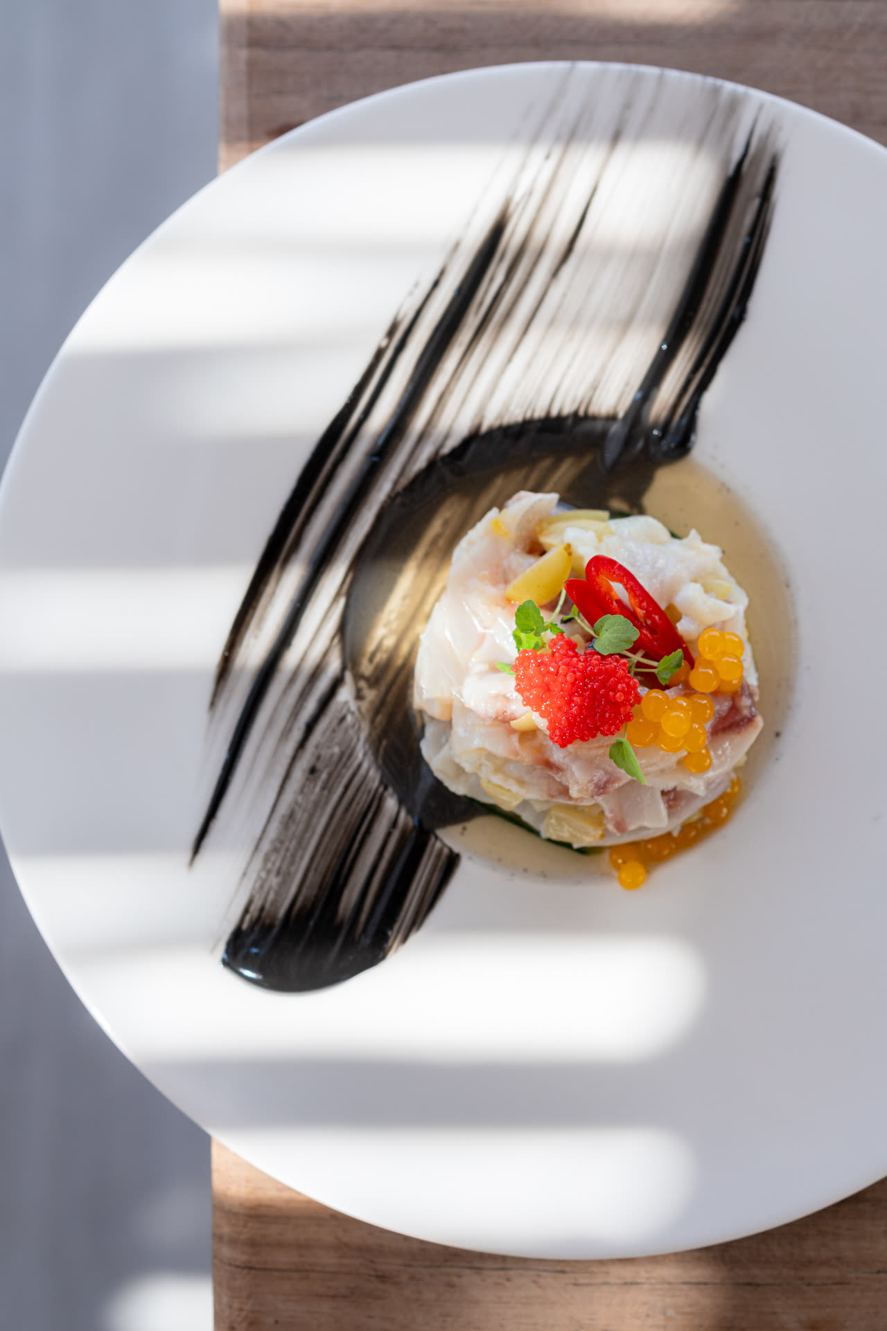 Signature seafood ceviche at Barbarossa Mykonos